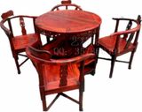 大红酸枝木咖啡桌/餐桌/实木圆桌 越南红木家具 五件套高档咖啡桌