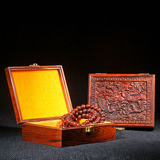 红木酸枝首饰盒大红老挝复古实木礼品盒仿古佛珠收纳盒印章饰品盒
