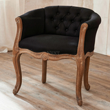 美式经典沙发椅 单人橡木架复古做旧梳妆椅 酒店餐椅 欧式圈椅