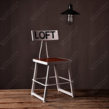 复古餐椅子铁艺单人椅彩色餐桌椅靠背椅休闲咖啡椅创意酒吧实木椅