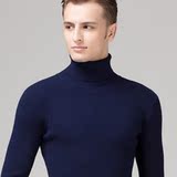 冬季男士高领毛衣中年男羊毛衫纯色套头羊绒衫打底针织衫加厚保暖