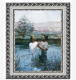 艺微圣经故事圣诞装饰画有框画画像圣像肖像耶稣受洗