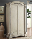 法式复古仿古做旧衣柜美式实木橡木双门雕花衣柜现代卧室组合家具