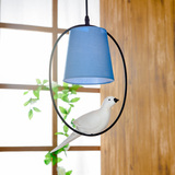 美式吊灯创意客厅餐厅休闲吧卧室灯地中海现代个性蓝色小鸟吊灯