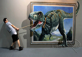 恐龙世界 侏罗纪公园 3D画 3D立体画 墙绘 墙贴 手绘 三维画