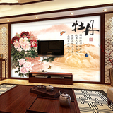 瓷砖背景墙 客厅3D电视背景墙瓷砖浮雕壁画 彩雕背景墙 牡丹