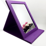 完美玛丽艳折叠美容化妆镜 方形便携式镜子 紫色皮革台式镜大中小