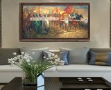 高档客厅新中式风格人物油画 手绘装饰画无框画大型壁画挂画 三国