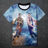 夏季篮球星nba库里詹姆斯人物图案短袖t恤3D半袖体恤男球衣半袖