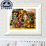 法国DMC十字绣 清爽精准印花 卧室新款大幅卡通系列 泰迪熊的聚会