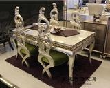 新古典餐桌实木雕花餐桌椅宜家餐桌椅组合家具欧式1桌6椅组合