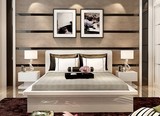 现代简约板式床 1.5米 1.8米双人床白色烤漆床高箱储物床卧室家具