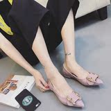 2016夏季新款单鞋女平底浅口尖头防滑套脚金属装饰皮带扣瓢鞋韩版