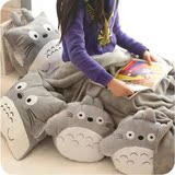 包邮可爱龙猫靠垫抱枕两用暖手捂珊瑚绒空调毛毯被子女生生日礼物