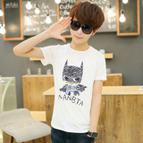 夏季青少年短袖t恤中学生韩版修身薄款半袖卡通蝙蝠侠体恤男士潮