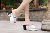 2016女夏新款韩版时尚拖鞋防水台高跟粗跟一字型防滑凉拖新品推荐