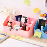 宿舍化妆品收纳盒 桌面塑料储物盒 可爱简约纯色文具整理盒置物架