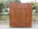 仿古中式明清实木红木古典家具非洲黄花梨衣柜山水顶箱柜一对