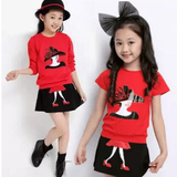 2016春夏装新款儿童女童韩版长袖两件套装裙中大童短袖卫衣裙套装