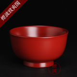 日本传统手工艺品 净法寺天然漆木胎漆器 羽反碗(红) 茶碗