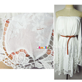 ◆外贸原单尾货棉质裙 精美重工镂空刺绣蕾丝花边一字领连衣裙