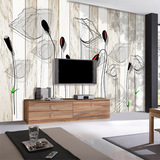个性定制大型壁画清新木纹花卉现代简约无缝墙纸客厅电视背景壁纸