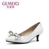 GEMEIQ/戈美其2016秋季新款尖头单鞋优雅蝴蝶结中跟细跟OL女鞋