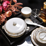 正品瓷器碗碟套装家用高档中式碗盘骨瓷餐具套装韩式结婚乔迁礼品