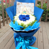 蓝色妖姬玫瑰花束爱人生日鲜花预定北京鲜花同城速递朝阳花店送花
