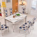 不锈钢大理石餐桌 新古典后现代新款奢华时尚定制别墅餐桌椅组合