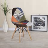 现代简约 创意椅布艺电脑椅家用靠背椅伊姆斯咖啡椅实木休闲餐椅