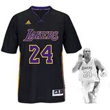NBA湖人队科比好莱坞之夜球衣24号短袖刺绣篮球服半袖球裤黑金色