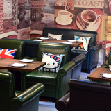 复古咖啡厅沙发西餐厅奶茶店甜品店餐厅茶楼靠墙卡座沙发桌椅组合