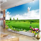 3D立体大型壁画电视背景墙纸壁纸唯美草原风景客厅卧室无缝无纺布