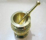 批发印度民族特色手工艺群黄铜打磨罐打磨各种豆类方便特价铜制品