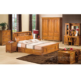 卧室家具实木床香樟木套房套装成套组合双人床衣柜妆台床头柜