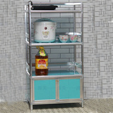 包邮铝合金柜子厨房微波炉柜三层置物柜钢化玻璃放烤箱柜厨房 C