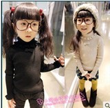 2015韩版新款秋冬女童装高领螺纹儿童针织毛衣加厚长袖打底衫上衣