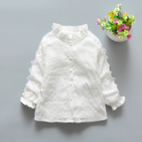 女童衬衫0-3岁宝宝开衫1外套婴儿高领全棉长袖衬衫2打底衫4衬衣t