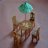 迷你木质仿真玩具小家具茶具木制八仙桌椅板凳套装 模型摆件批发