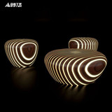 新品艺术设计木质休闲椅商场创意 贝壳造型室内组合座椅厂家定制