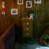 汉龙赤马 新中式会所酒店家具门厅装饰柜仿古设计玄关柜 三斗柜