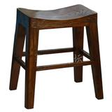 明清古典榆木凹面餐桌凳子书桌梳妆换鞋板凳实木 榆木质家居坐具