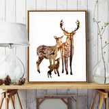 北欧现代小清新麋鹿团聚高清矢量素材欧美森林图片装饰画画芯图库