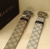 现货法国专柜正品代购 gucci古奇 男式女式皮带4cm帆布腰带411924