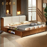李府家缘 白蜡木床 榻榻米床 现代中式卧室家具 实木床双人床
