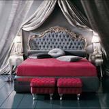 欧式高档奢华双人床单人床新古典布艺拉扣床美式雕花实木软包床