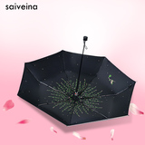 赛维纳晴雨伞折叠女太阳伞防紫外线防晒遮阳伞黑胶超轻铅笔伞