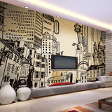 3D定制大型壁画复古墙纸客厅沙发电视背景墙壁纸手绘城市纽约街景
