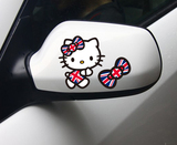 米字旗KT猫后视镜kitty英国旗倒车镜汽车贴纸车贴拉花装饰贴可爱